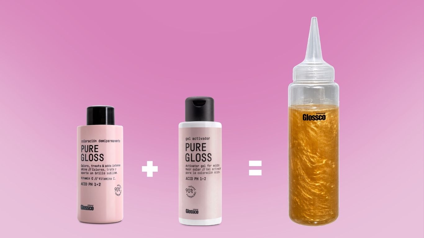 Pure Gloss y gel activador mezclados en el biberón Glossco